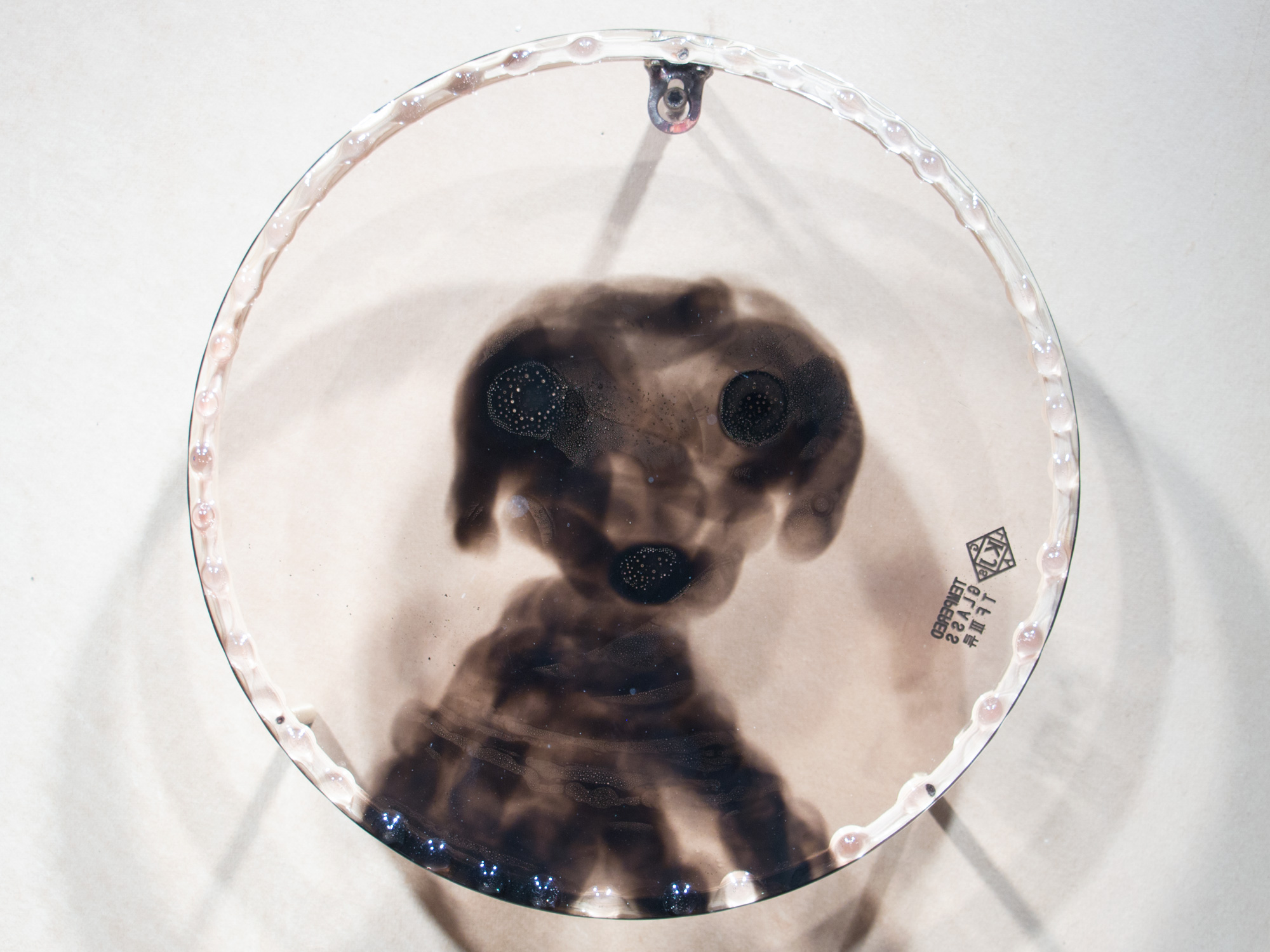 Han Jinsu 2018
Glass, bamboo, epoxy resin, soot
9.4 inches diameter x 1.5 inches depth (24cm diameter x 4cm depth)
 2018 Marc Straus Gallery