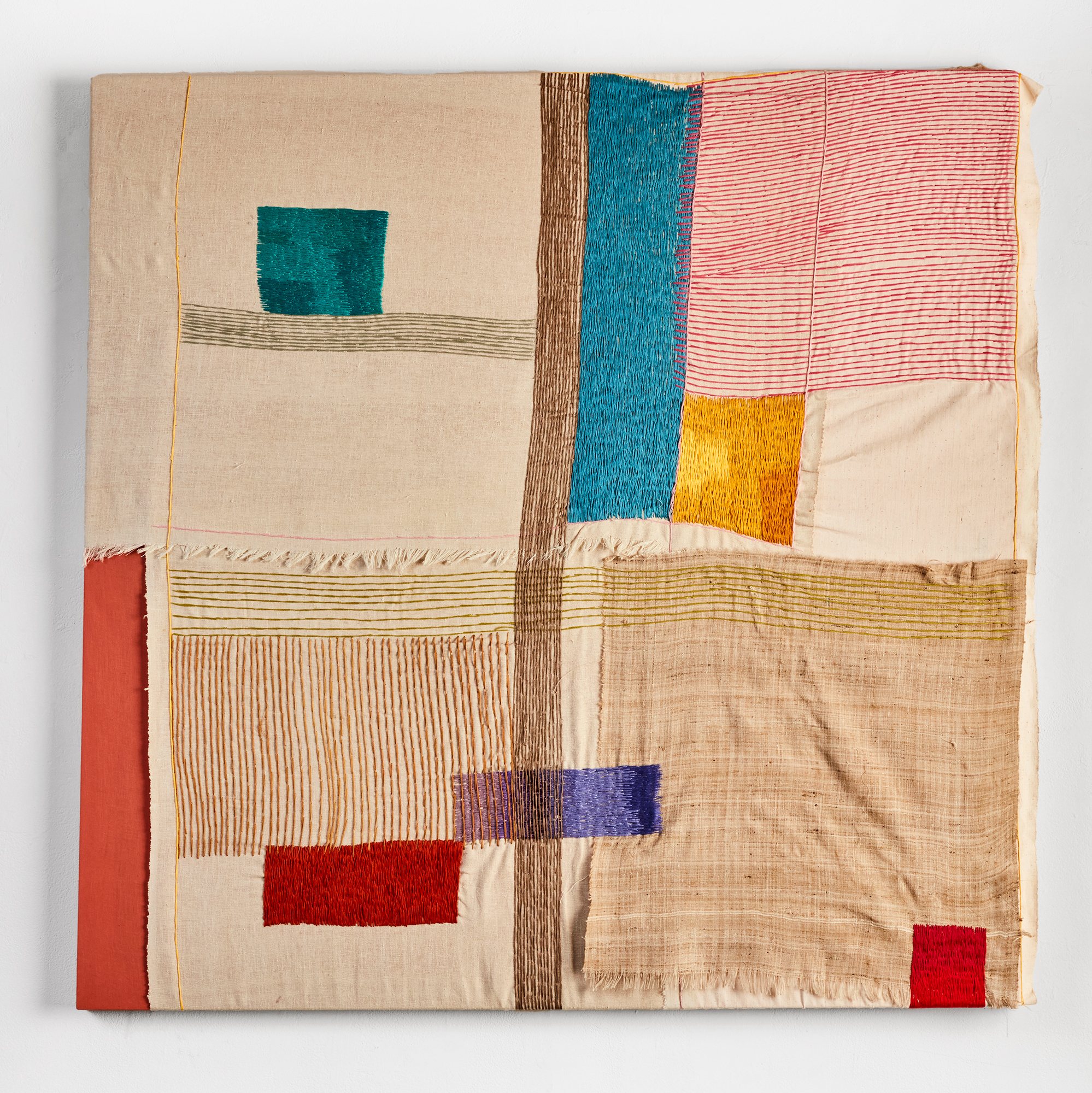 Plot 3, 2023
Thread work on Khadi, Tula and Eri silk
48 x 48 in (122 x 122 cm) - Marc Straus Gallery